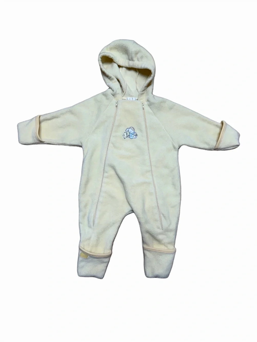 Vintage The Children’s Place Baby 6-9M Yellow Fleece Hooded Bunting One Piece